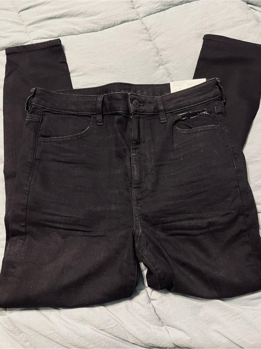 American Eagle Next level stretch Skinny super high rise jegging in Black